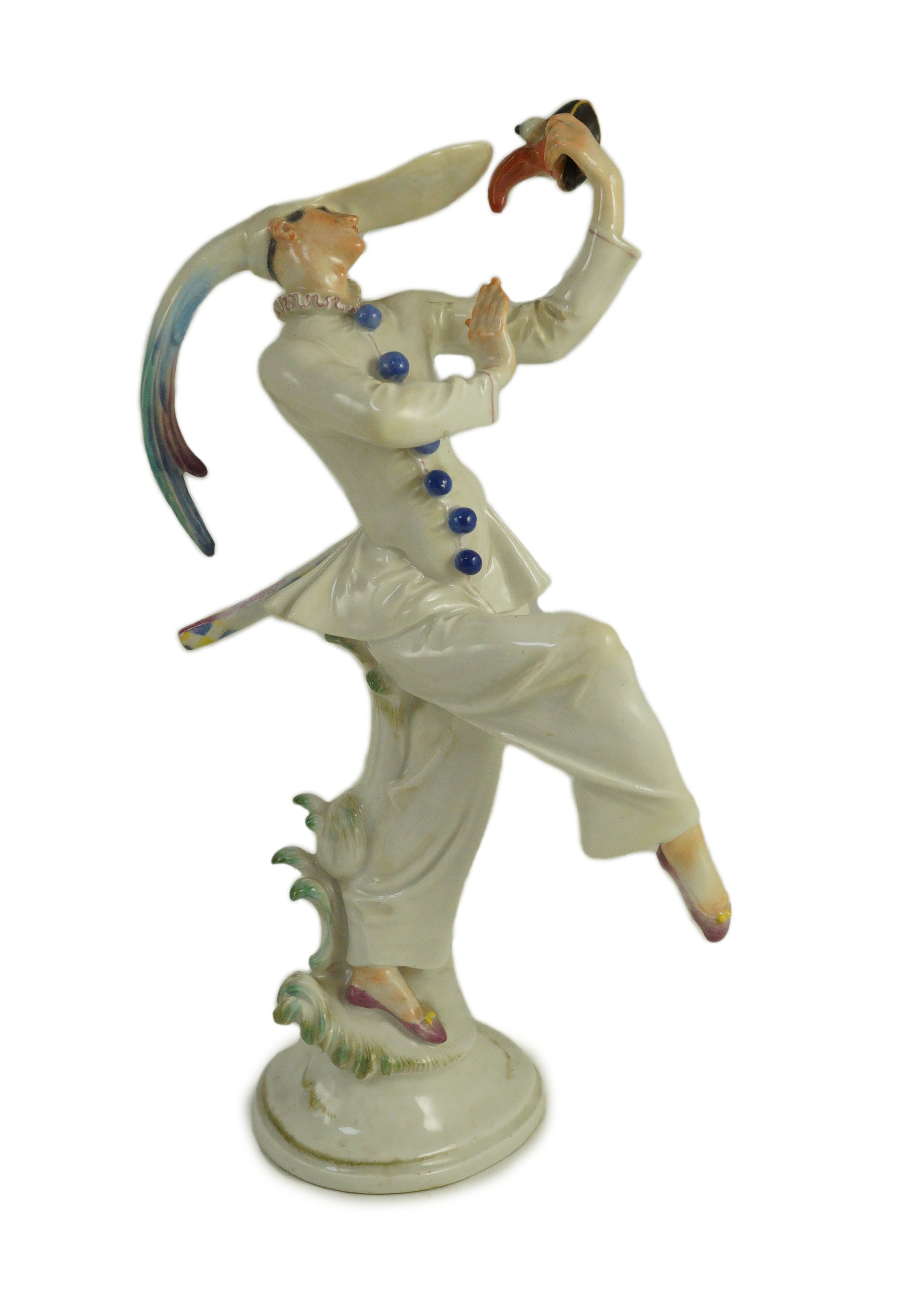 A Meissen figure of masked dancer from the ‘’Tales of Hoffmann’’, modelled by Scheurich, 25.5cm high